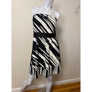 The Limited Black White Stripe Strapless Mini Dress Lined Sz Side Zip Y2k